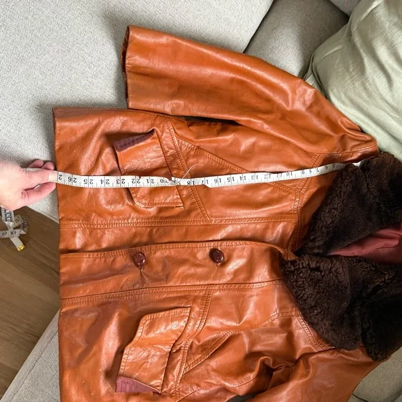 Vintage Leather Fur Collar Coat - Picture 5 of 13